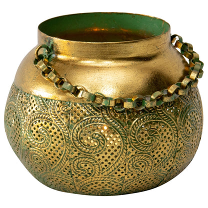 Lustre Swirl Candle Holder w Link Chain 16cm