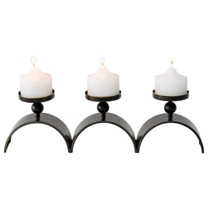 Three Arch Pillar Candle Holder 48cm - Distressed Copper
