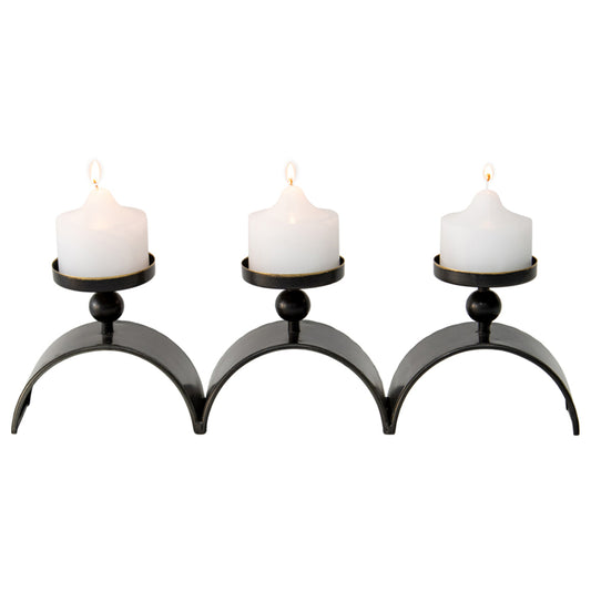 Three Arch Pillar Candle Holder 48cm - Distressed Copper