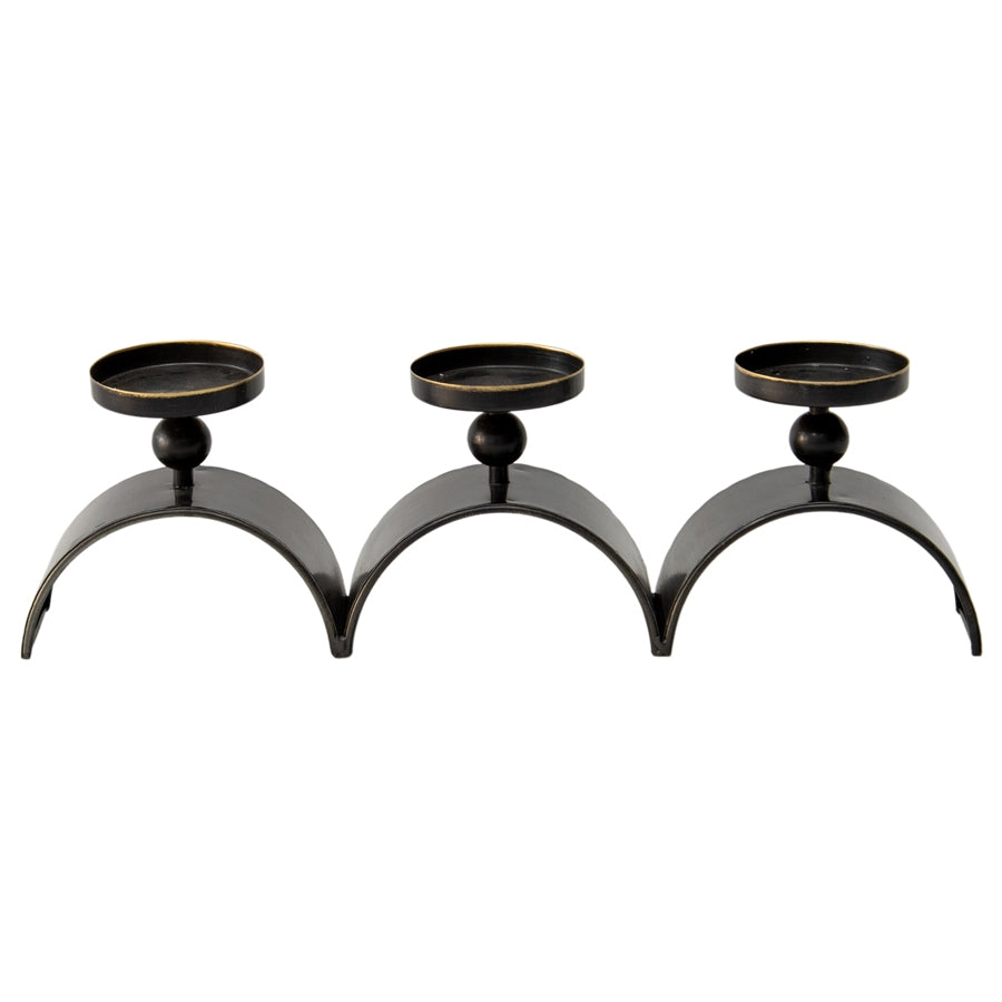 Three Arch Pillar Candle Holder 48cm - Distressed Copper