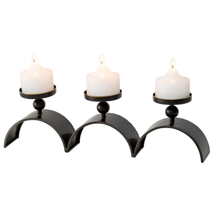 Three Arch Pillar Candle Holder 48cm - Distressed Copper