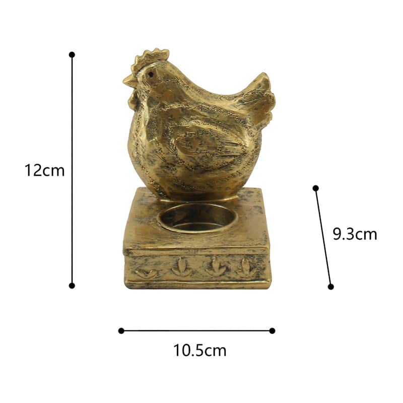 Antique Gold Chook Tealight Candle Holder 11cm
