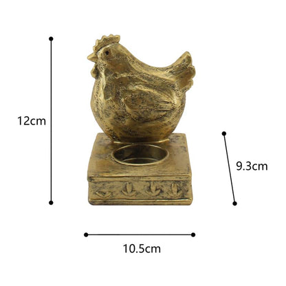 Antique Gold Chook Tealight Candle Holder 11cm