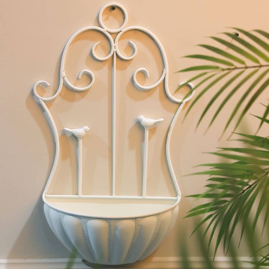 Fleur Wall Planter w 2 Birds 49cm