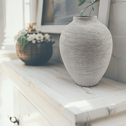 Brushed White Classic Vase 24cm