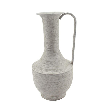 Brushed White Urn w Rounded Handle 39cm