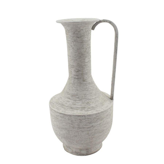 Brushed White Urn w Rounded Handle 39cm