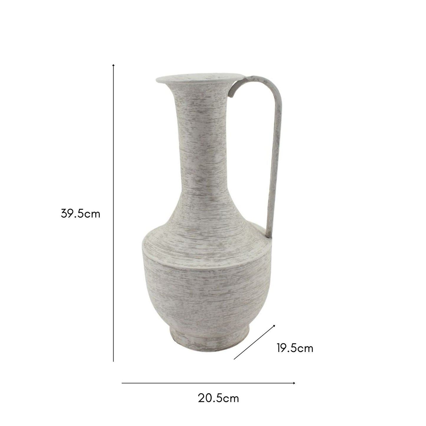 Brushed White Urn w Rounded Handle 39cm