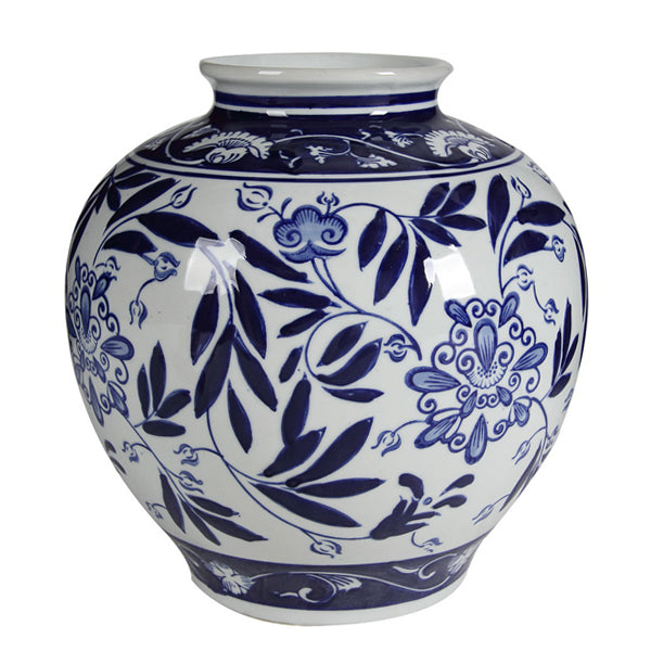 Ceramic Posy Vase 23cm for Home Decor - Blue & White