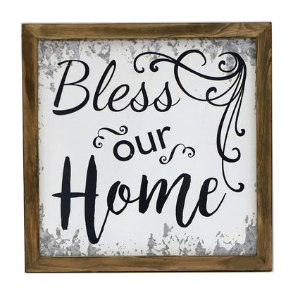 Bless Our Home Timber Framed Wall Art 40cm