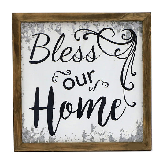 Bless Our Home Timber Framed Wall Art 40cm