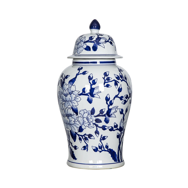 Tall Magnolia Ginger Jar 46cm - Blue & White Porcelain, 6.5 kg
