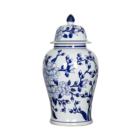 Tall Magnolia Ginger Jar 46cm - Blue & White Porcelain, 6.5 kg