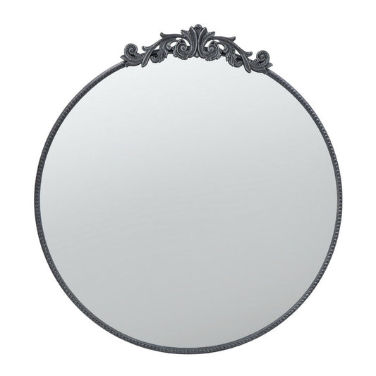Baroque Black Round Wall Mirror 100x98cm - Glass & Iron Design
