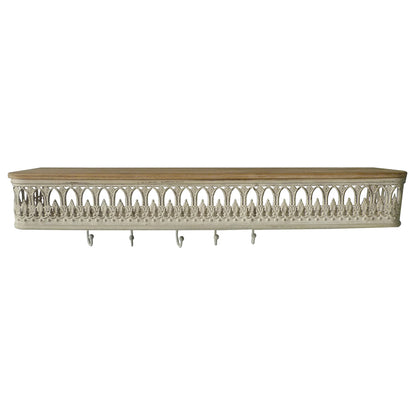 Martinique Classic Wall Shelf w Removeable Hooks 80cm