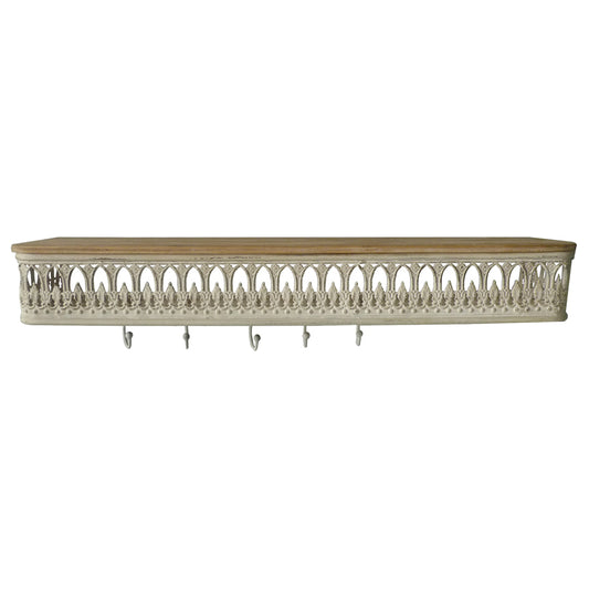 Martinique Classic Wall Shelf w Removeable Hooks 80cm