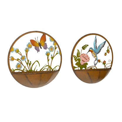 Set 2 Asst Dragonfly + Butterfly Wall Planters 39cm