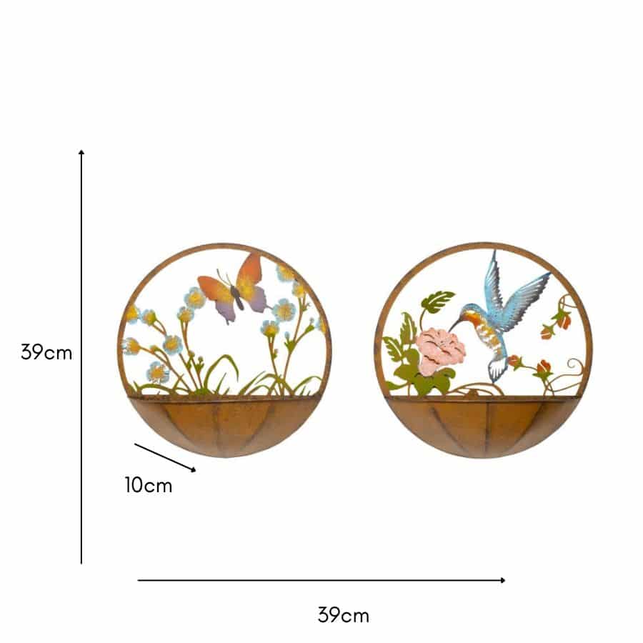 Set 2 Asst Dragonfly + Butterfly Wall Planters 39cm