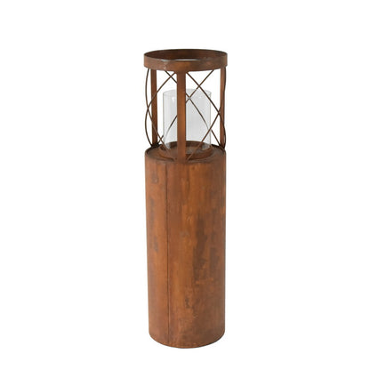 Rust Round Iron Pillar Candle Holder 55cm