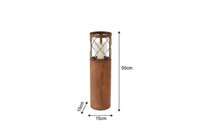 Rust Round Iron Pillar Candle Holder 55cm