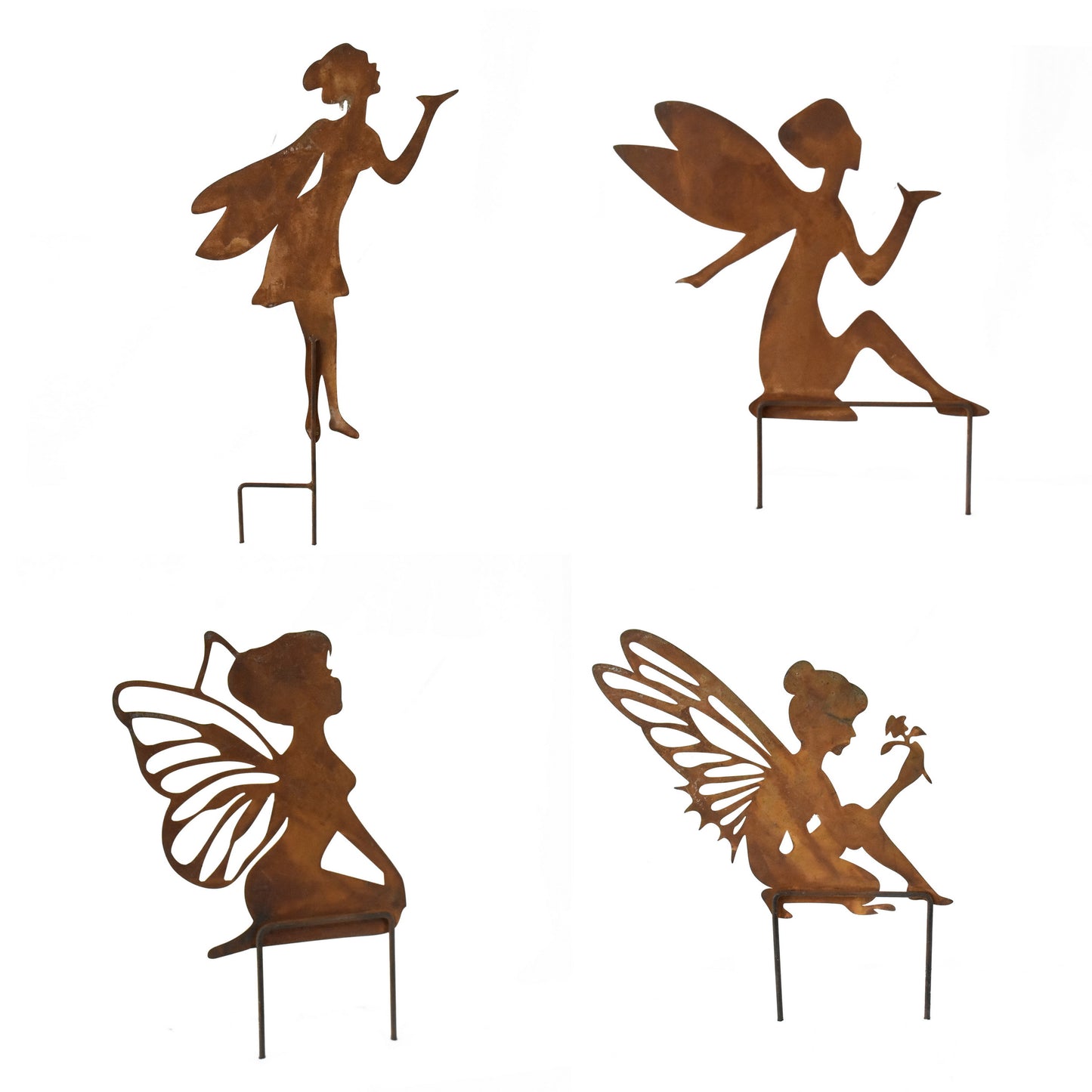 Set of 4 Assorted Fairy Garden Stakes 45cm to 29cm