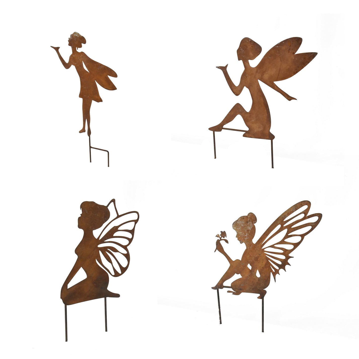 Set of 4 Assorted Fairy Garden Stakes 45cm to 29cm