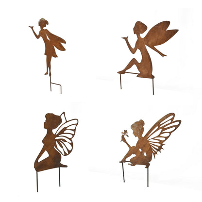 Set of 4 Assorted Fairy Garden Stakes 45cm to 29cm