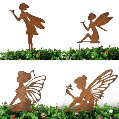 Set of 4 Assorted Fairy Garden Stakes 45cm to 29cm
