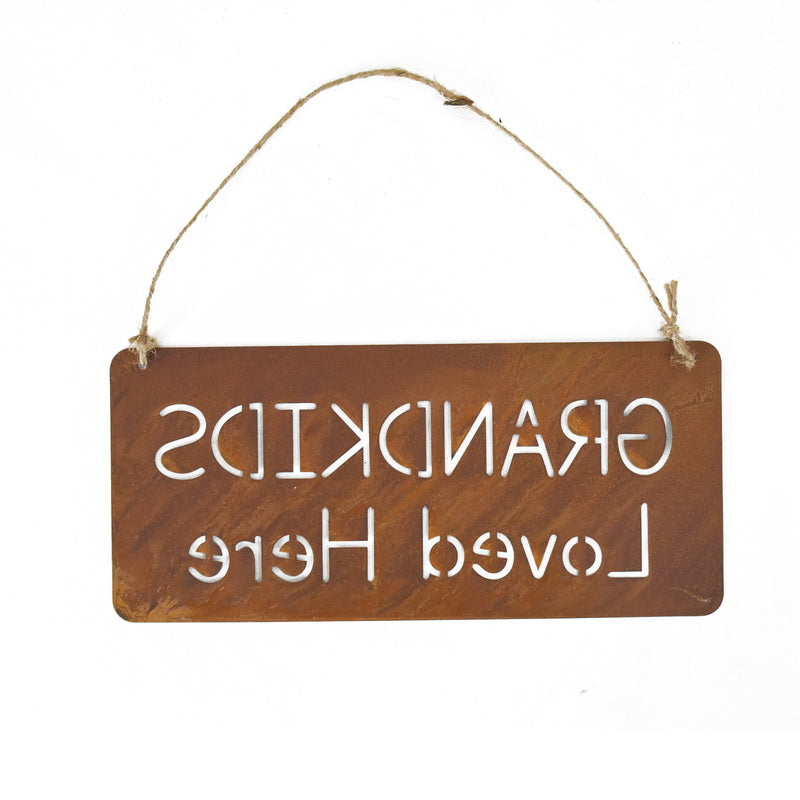 Rust Grandkids Loved Here Wall Hanging 32cm