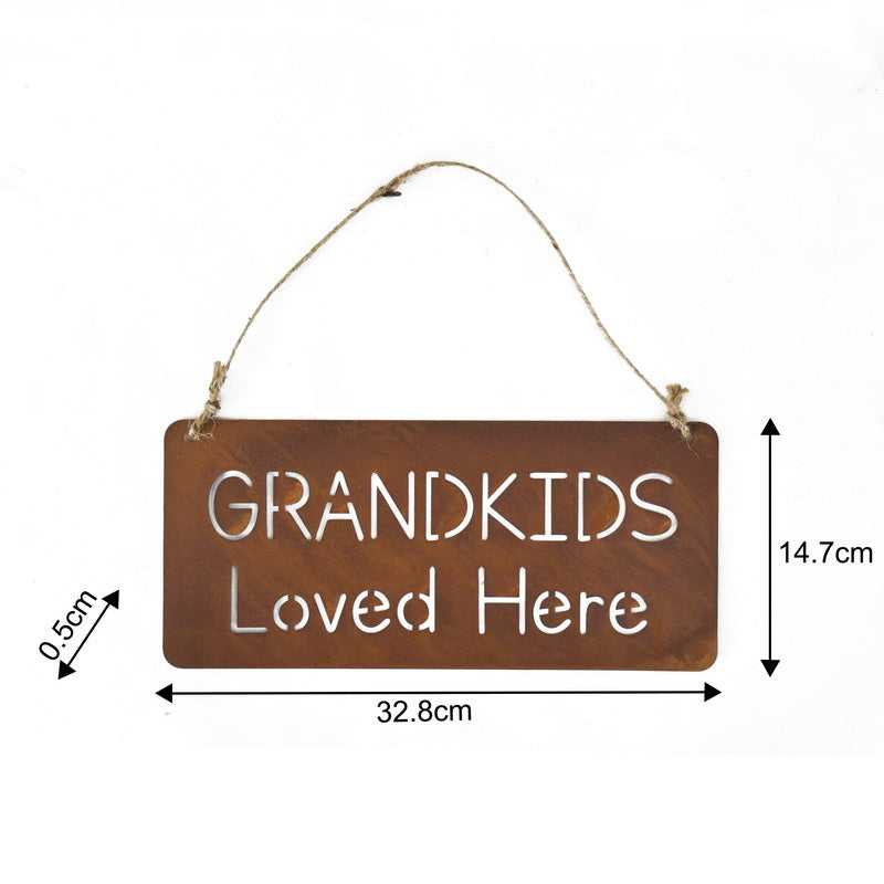 Rust Grandkids Loved Here Wall Hanging 32cm