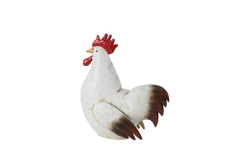 Distressed White Garden Country Chook 27cm