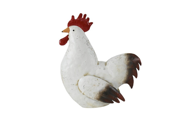 Distressed White Garden Country Chook 19cm