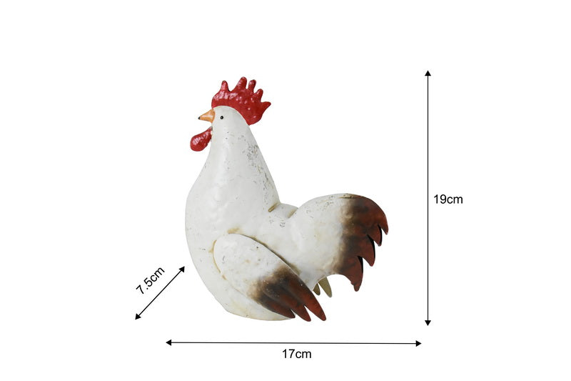 Distressed White Garden Country Chook 19cm