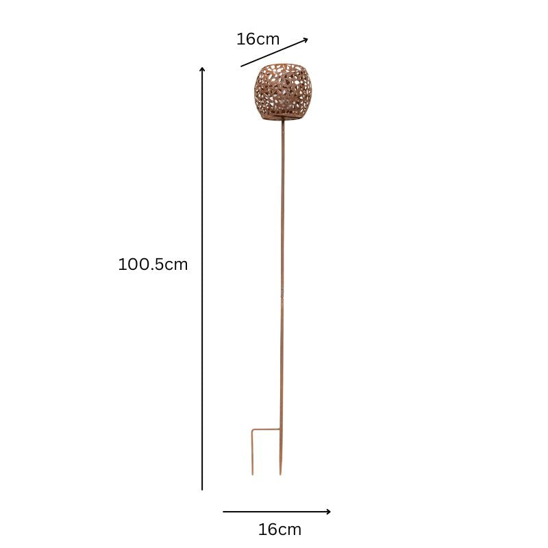 Rust Outdoor Garden Stake Round Candleholder 100cm