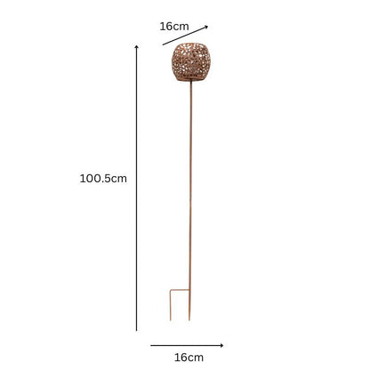 Rust Outdoor Garden Stake Round Candleholder 100cm