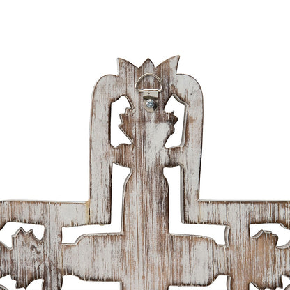 Hand-Carved Cross W Fleur-De-Lis Wall Art 25x40cm