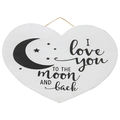 Handcrafted 'Love You to the Moon' Heart Wall Art 20x2cm