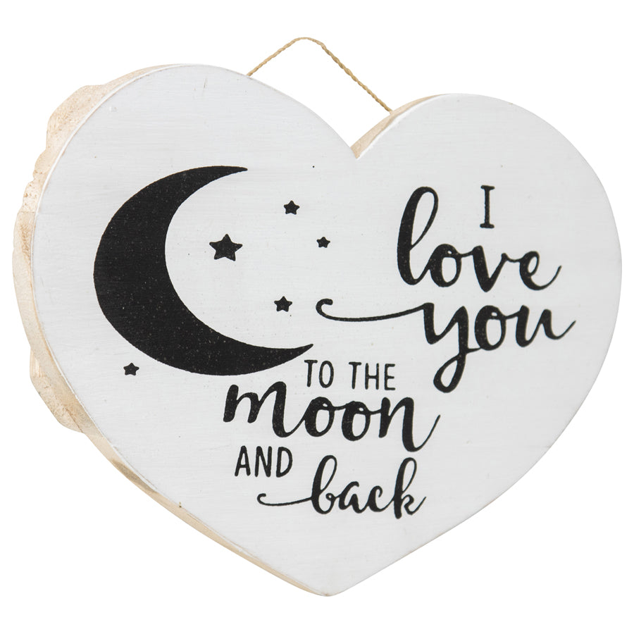Handcrafted 'Love You to the Moon' Heart Wall Art 20x2cm