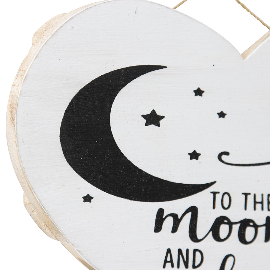 Handcrafted 'Love You to the Moon' Heart Wall Art 20x2cm