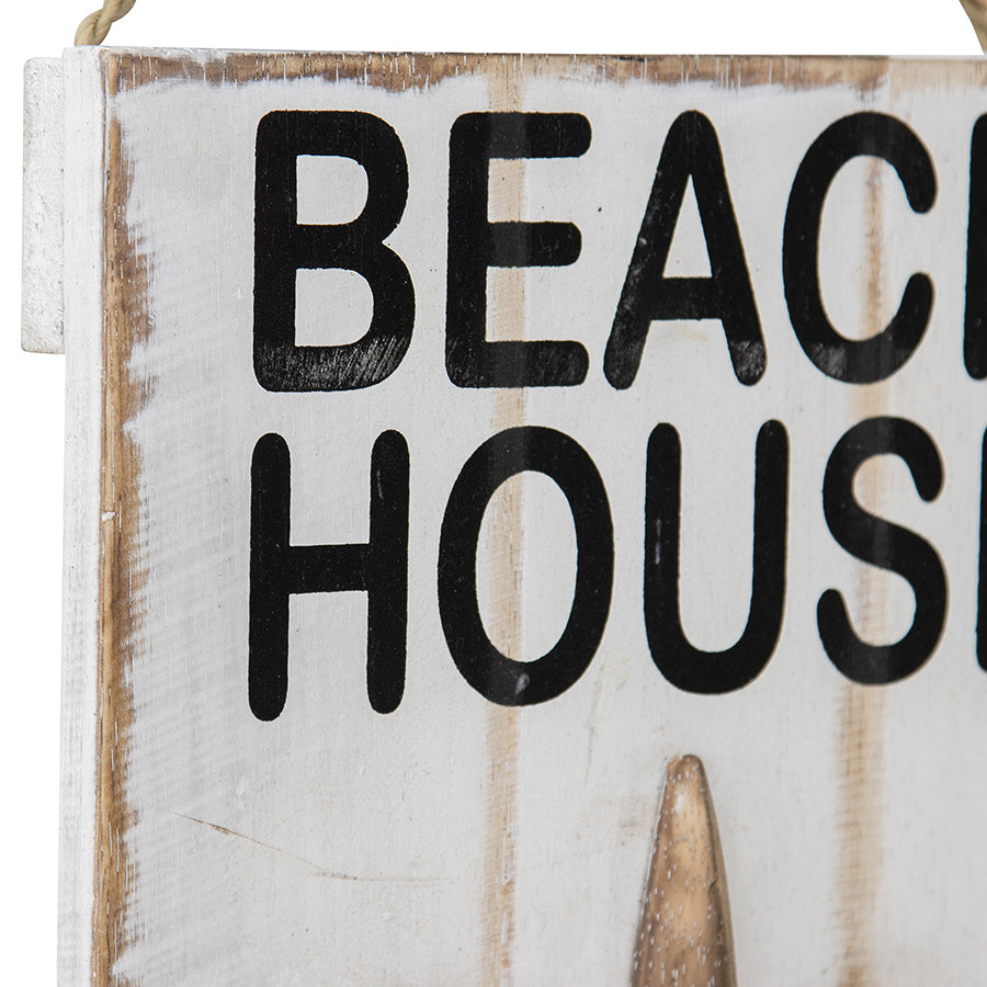 Handcrafted Beach House 3D Shell Wall Art, Distressed White, 20x24cm