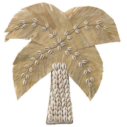 Handcrafted Shell & Weave Wall Hanging Palm Tree 30x30cm