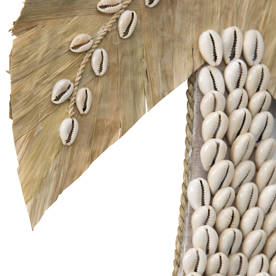 Handcrafted Shell & Weave Wall Hanging Palm Tree 30x30cm