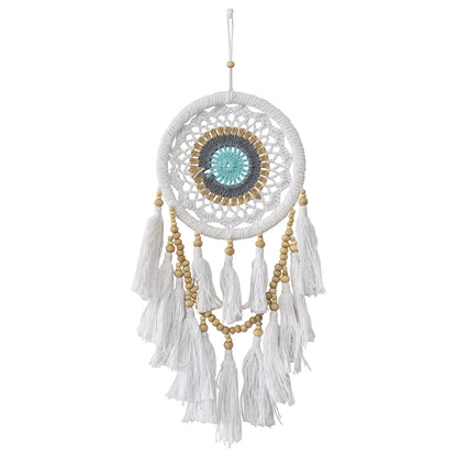 Dream Catcher Boho Handcrafted Layered Tassels & Beads - White, Turqoise, Natural