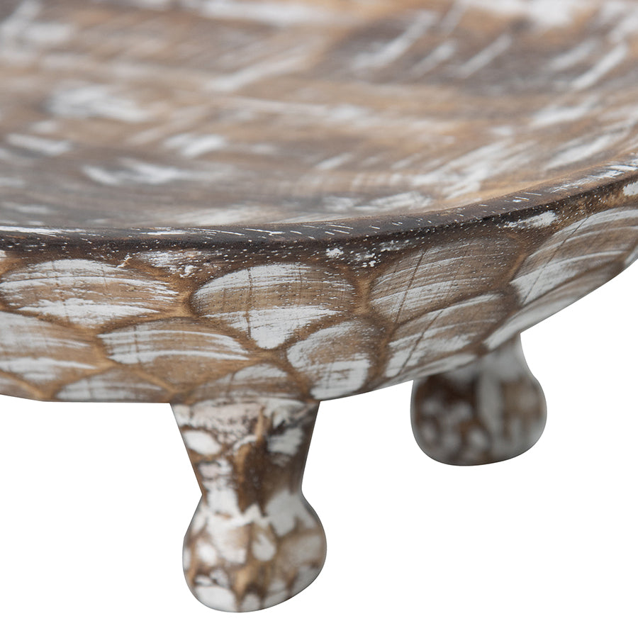 Premium Mango Wood Oval Bowl Handcarved & Footed - Natural 40cm