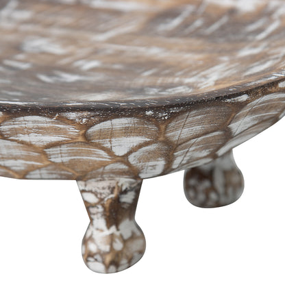 Premium Mango Wood Oval Bowl Handcarved & Footed - Natural 40cm