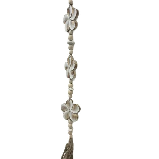 White Flowers W Beads + Tassel Mobile 90cm