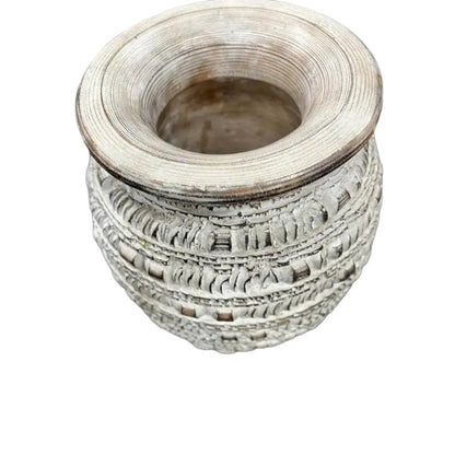 Handcrafted Natural Distressed Wooden Vase 29cm