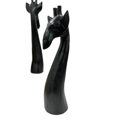 Handcrafted Black Giraffe Ornament 37cm - Detailed Wooden Home Decor