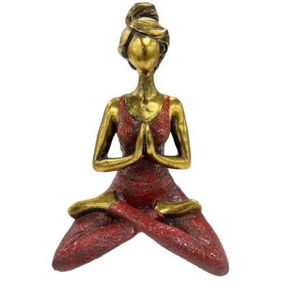 Handcrafted Yoga Lady Ornament - Red Wood 23cm