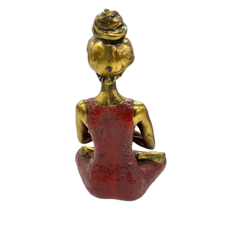 Handcrafted Yoga Lady Ornament - Red Wood 23cm